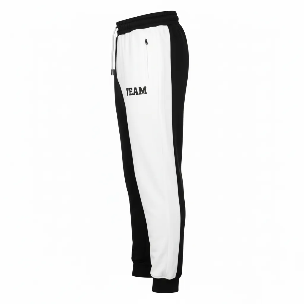 Custom Volleyball Jogger Pant - Black, White - Half And Half - Side View - Kinexa Sportswear