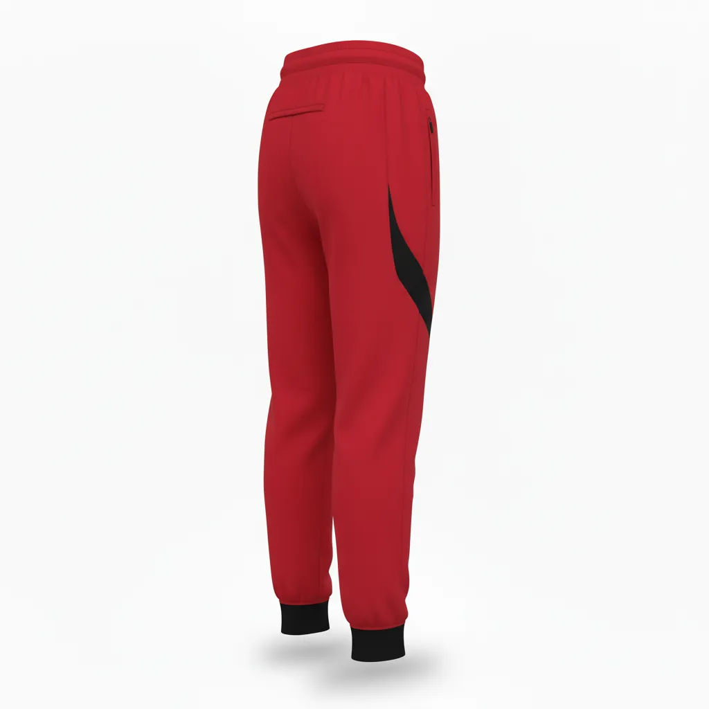 Custom Volleyball Jogger Pant - Red, Black - Cardinal Slash Design - Back View - Kinexa Sportswear