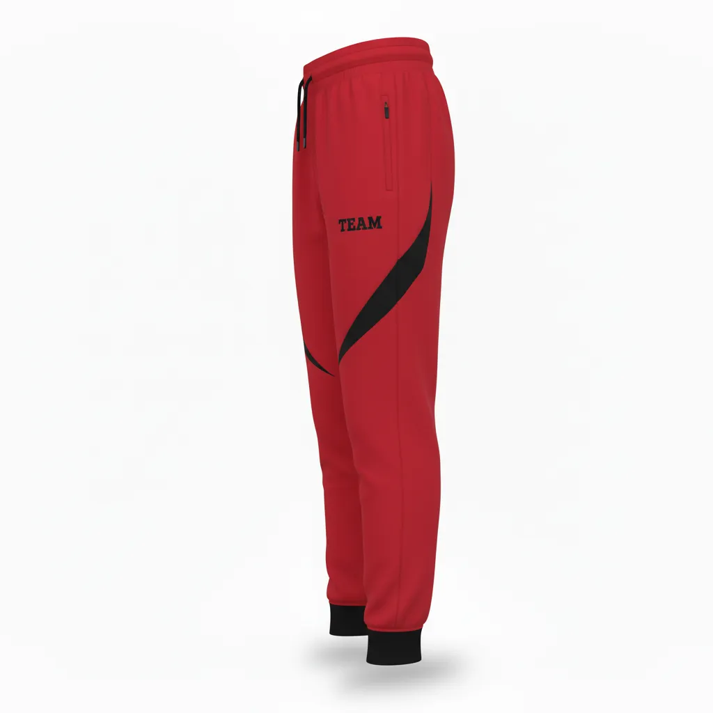Custom Volleyball Jogger Pant - Red, Black - Cardinal Slash Design - Side View - Kinexa Sportswear