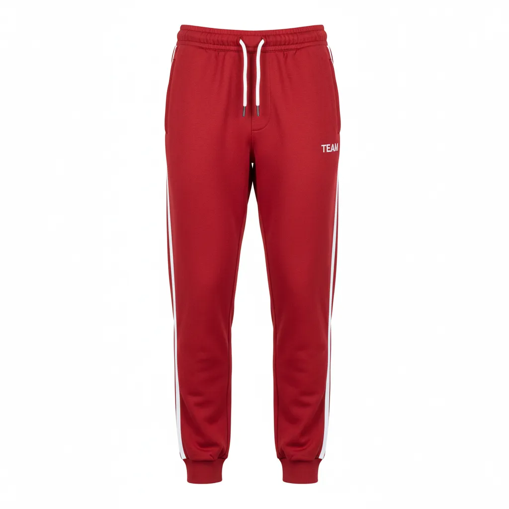 Custom Volleyball Jogger Pant - Red, White - Cardinal Minimalist Accent - Front View - Kinexa Sportswear