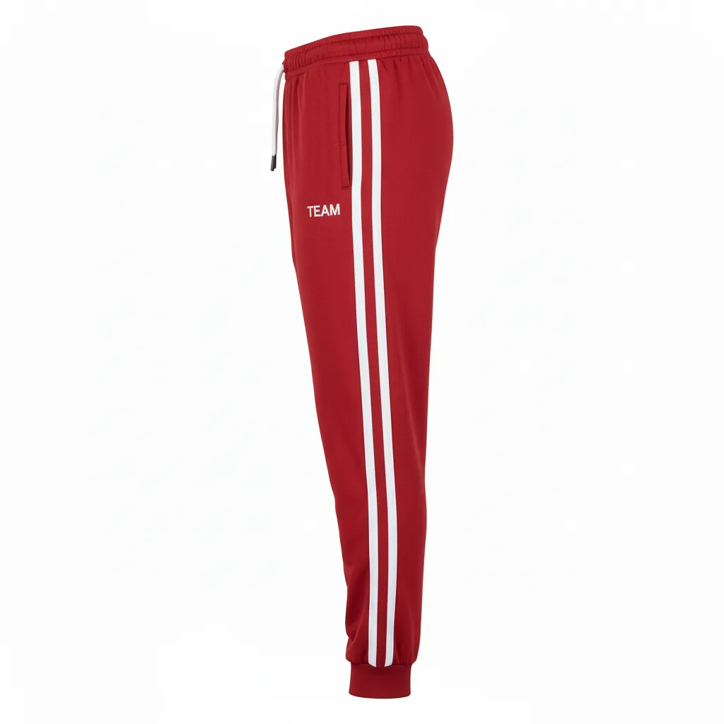 Custom Volleyball Jogger Pant - Red, White - Cardinal Minimalist Accent - Side View - Kinexa Sportswear