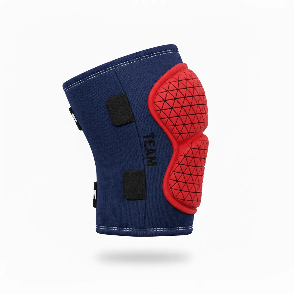 Custom Volleyball Knee Pads - Red, Black - Athletic Geometric Triangles - Side View - Kinexa Sportswear