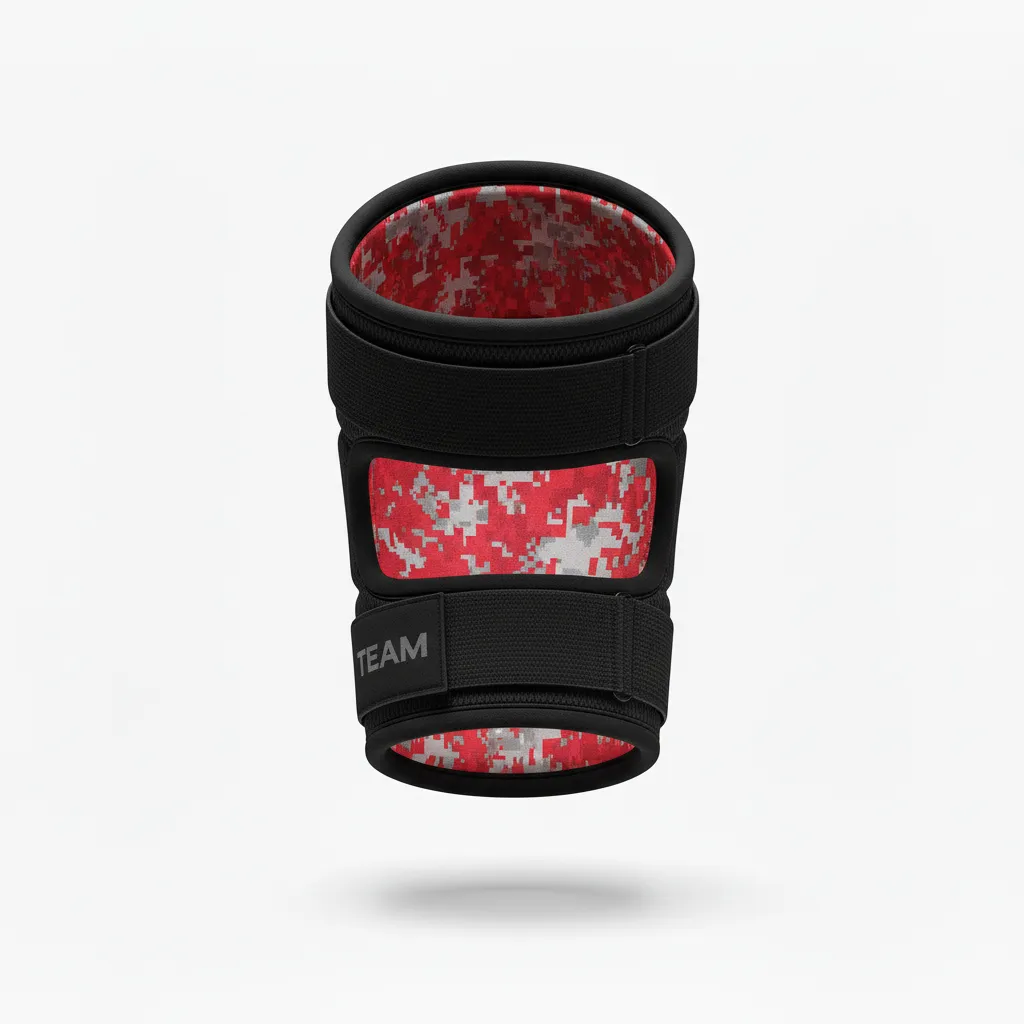 Custom Volleyball Knee Pads - Red, Grey - Athletic Camo Pattern - Back View - Kinexa Sportswear