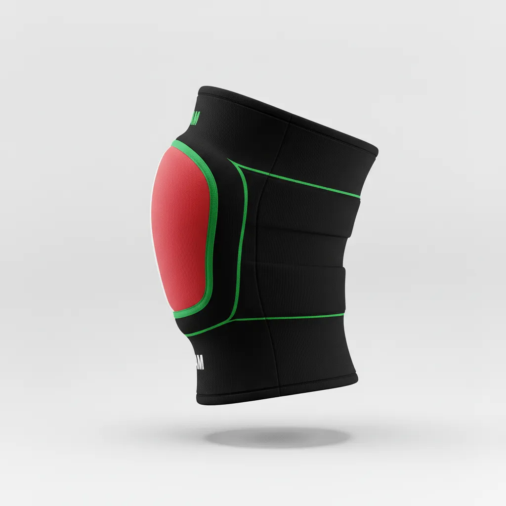 Custom Volleyball Knee Pads - Red, White - Athletic Racing Stripe - Side View - Kinexa Sportswear