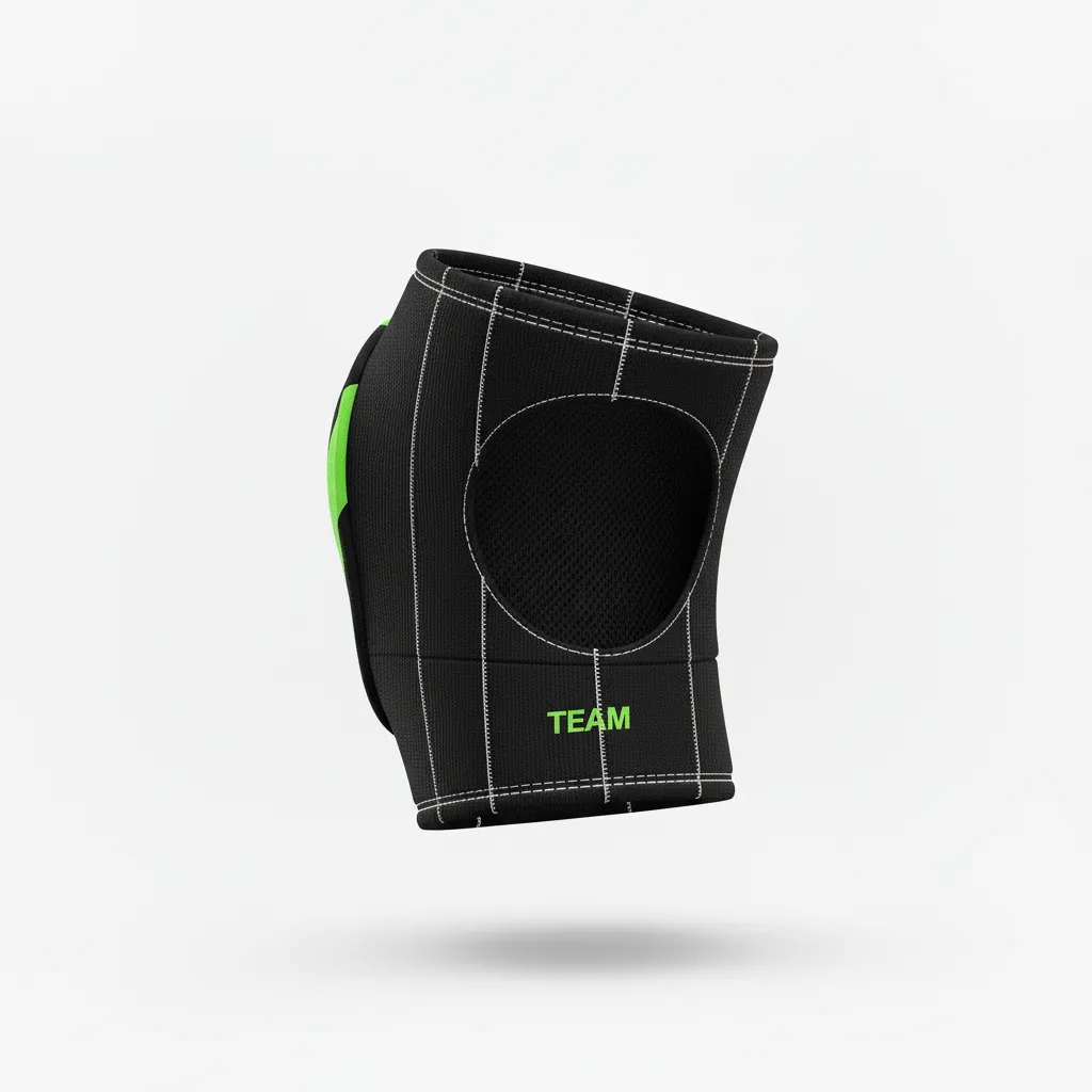 Custom Volleyball Knee Pads - Black, Green - Neon Wave Pattern - Back View - Kinexa Sportswear