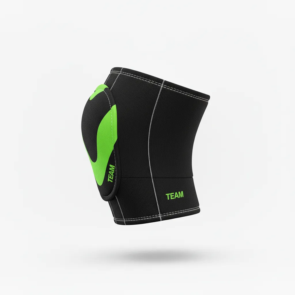 Custom Volleyball Knee Pads - Black, Green - Neon Wave Pattern - Side View - Kinexa Sportswear