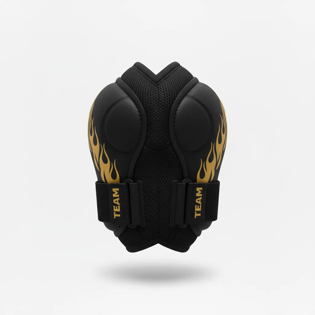 Custom Volleyball Knee Pads - Black, Gold - Vegas Flame Design - Side View - Kinexa Sportswear