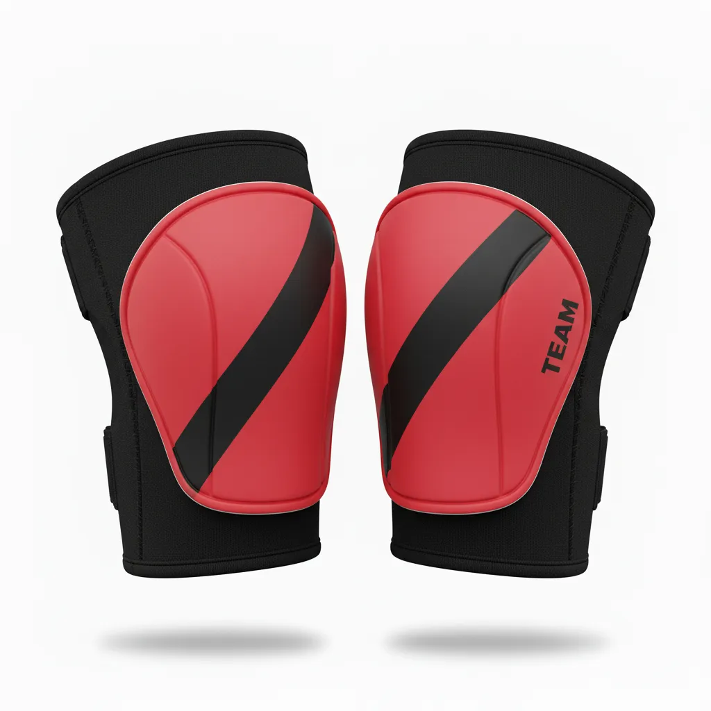 Custom Volleyball Knee Pads - Red, Black - Cardinal Slash Design - Front View - Kinexa Sportswear