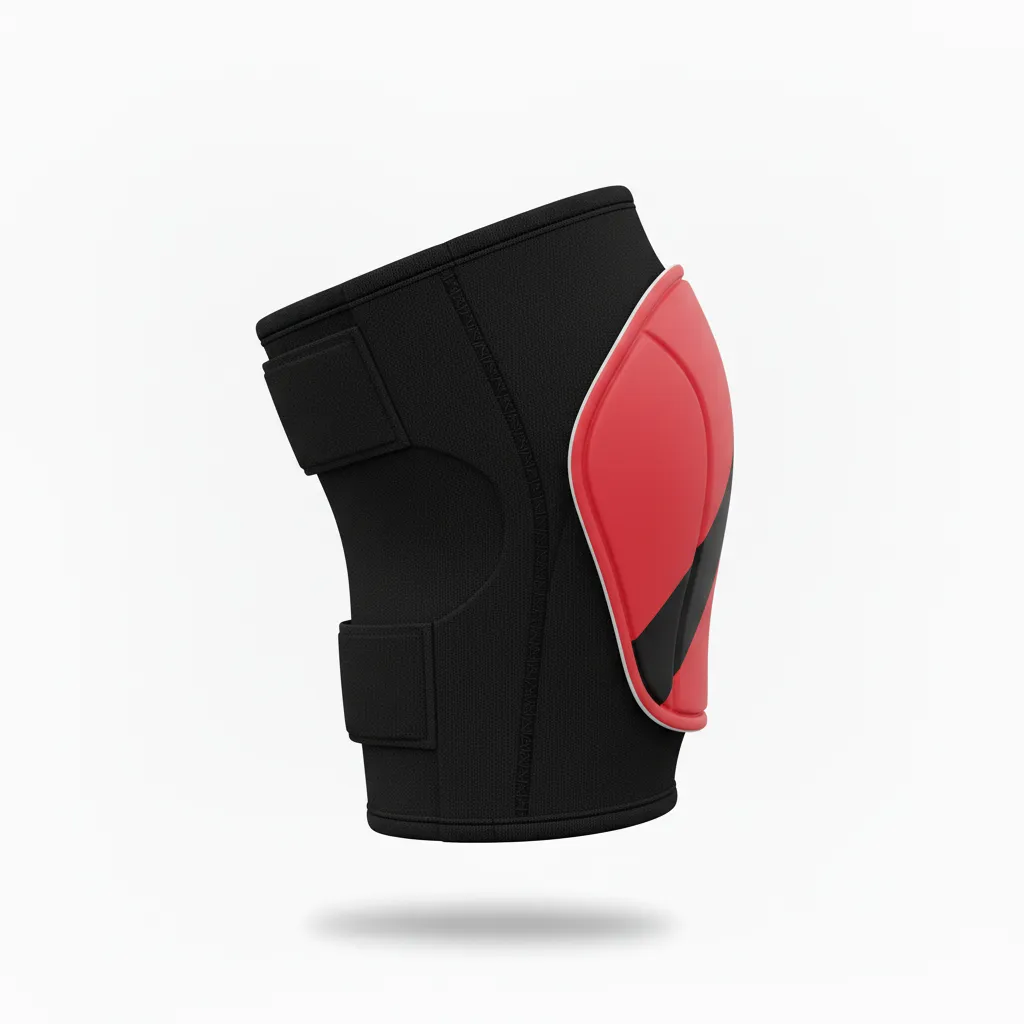 Custom Volleyball Knee Pads - Red, Black - Cardinal Slash Design - Side View - Kinexa Sportswear