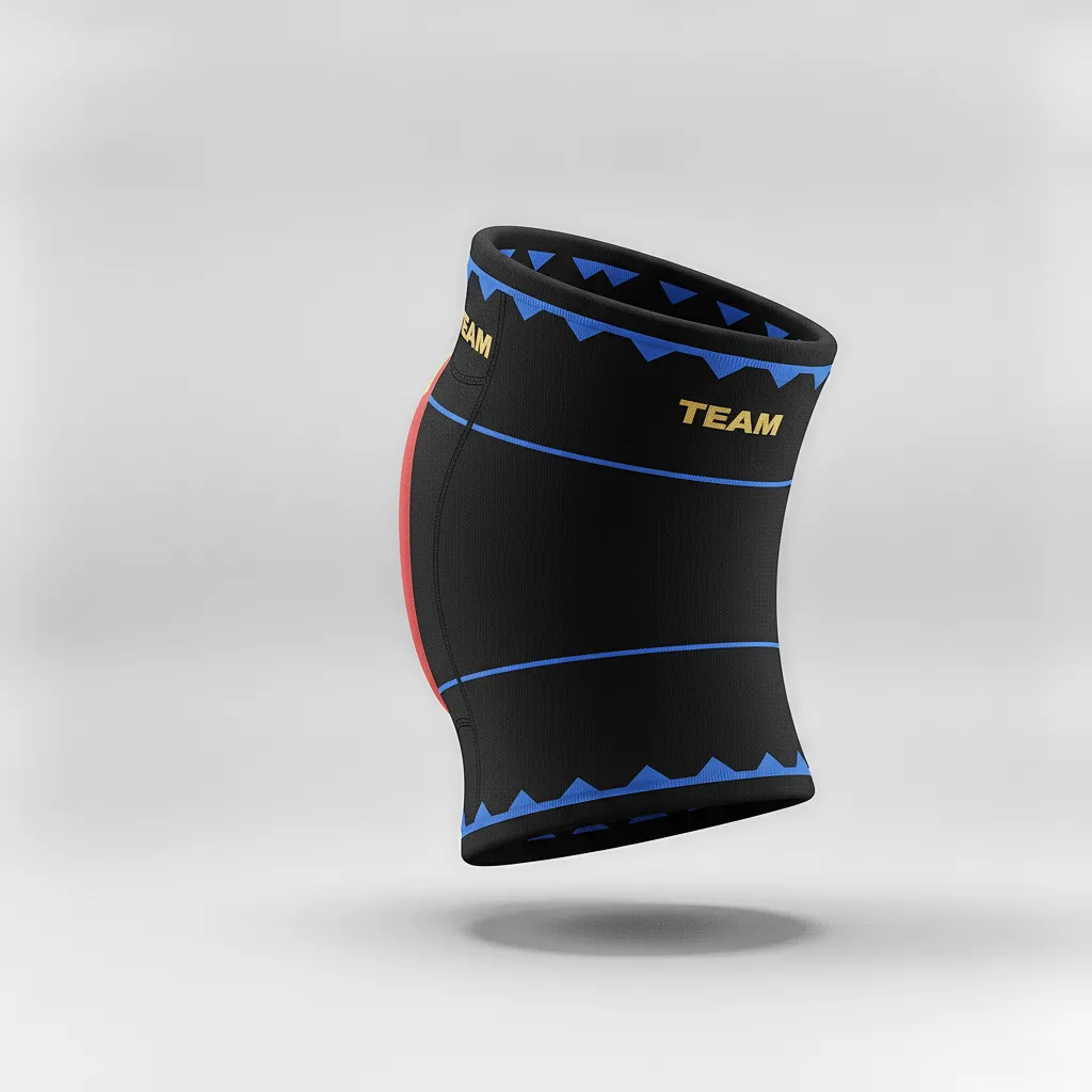 Custom Volleyball Knee Pads - Red, Gold - Cardinal Vegas Warrior Stripe - Back View - Kinexa Sportswear
