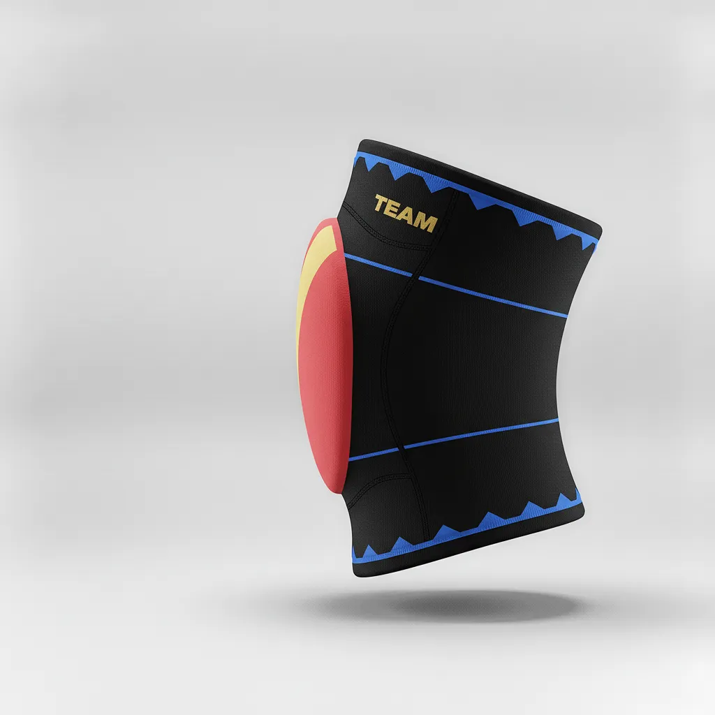 Custom Volleyball Knee Pads - Red, Gold - Cardinal Vegas Warrior Stripe - Side View - Kinexa Sportswear