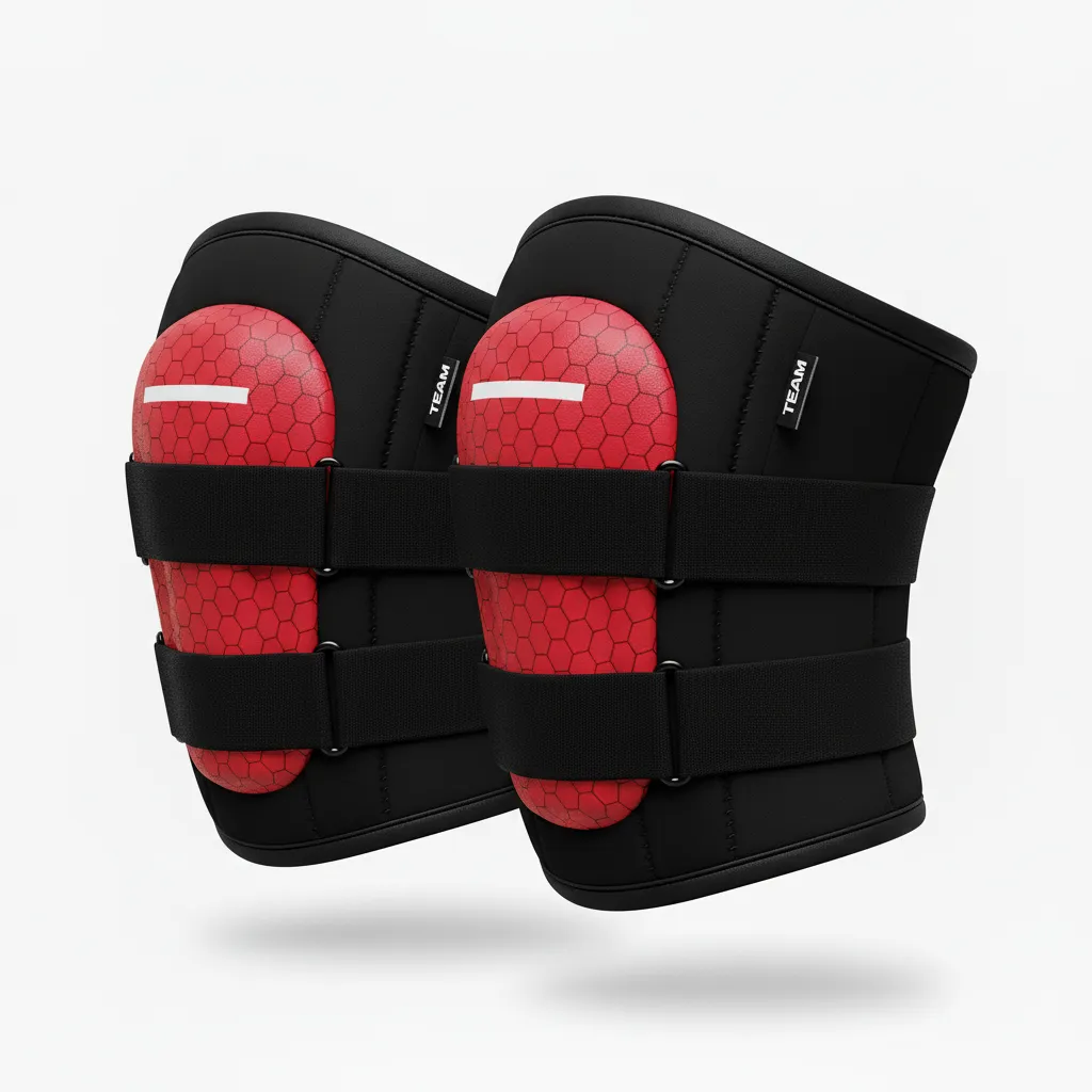Custom Volleyball Knee Pads - Red, White - Cardinal Minimalist Accent - Front View - Kinexa Sportswear