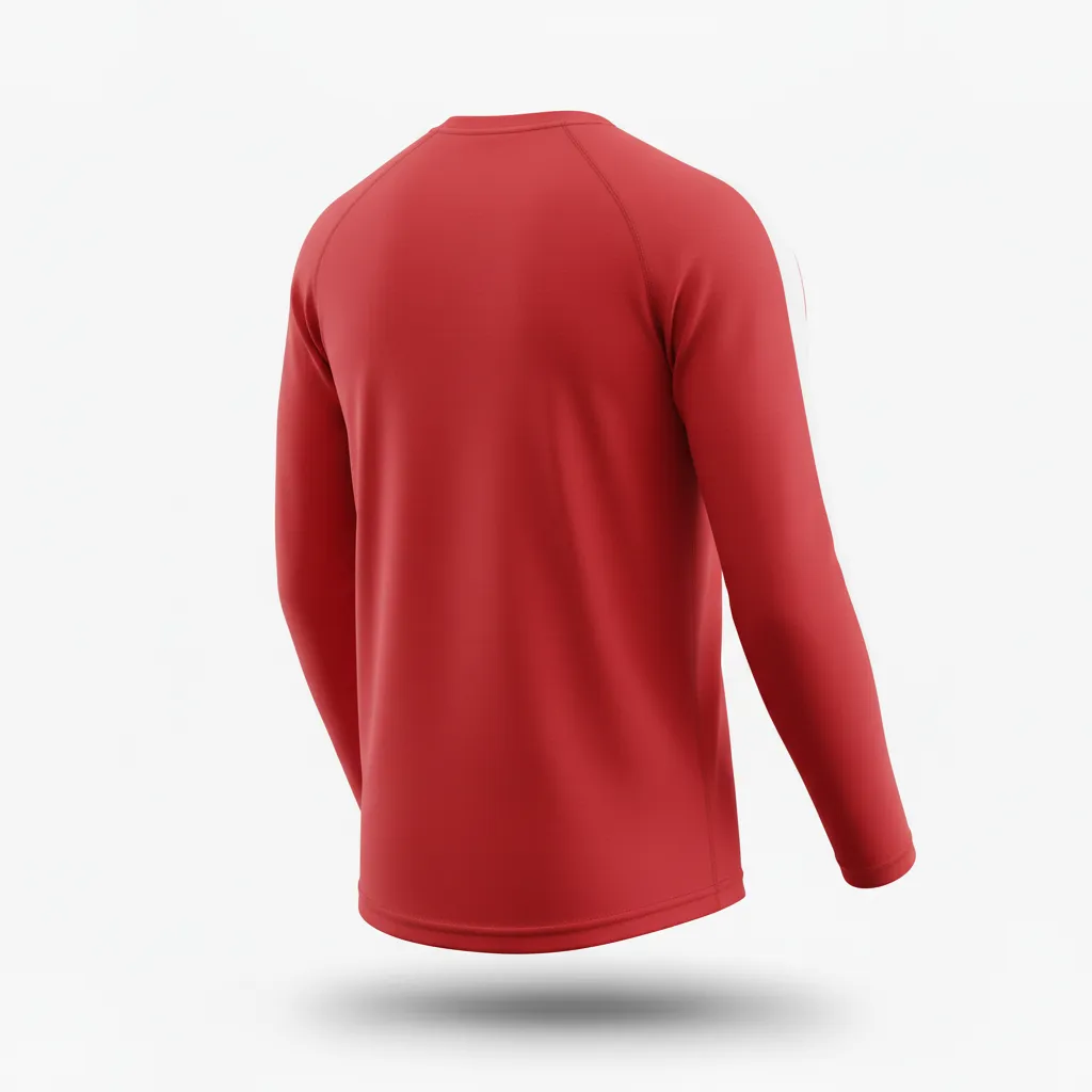 Custom Volleyball Long Sleeve T Shirt - Red, White - Athletic Racing Stripe - Back View - Kinexa Sportswear