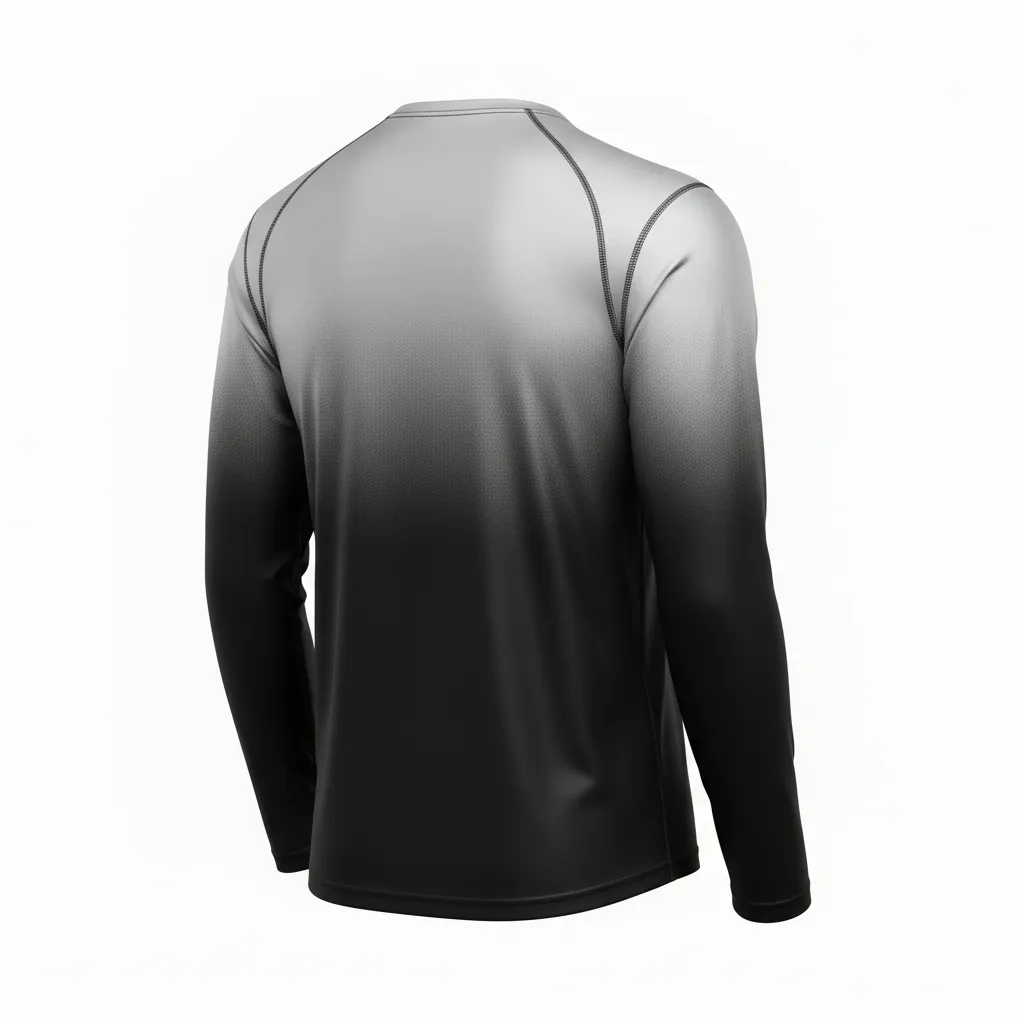 Custom Volleyball Long Sleeve T Shirt - Black, Silver - Metallic Fade - Back View - Kinexa Sportswear
