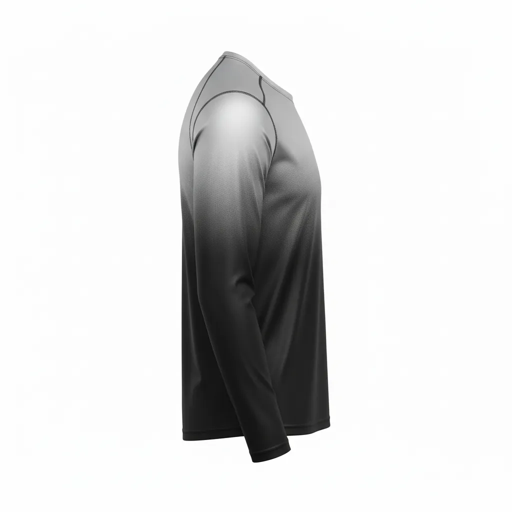 Custom Volleyball Long Sleeve T Shirt - Black, Silver - Metallic Fade - Side View - Kinexa Sportswear