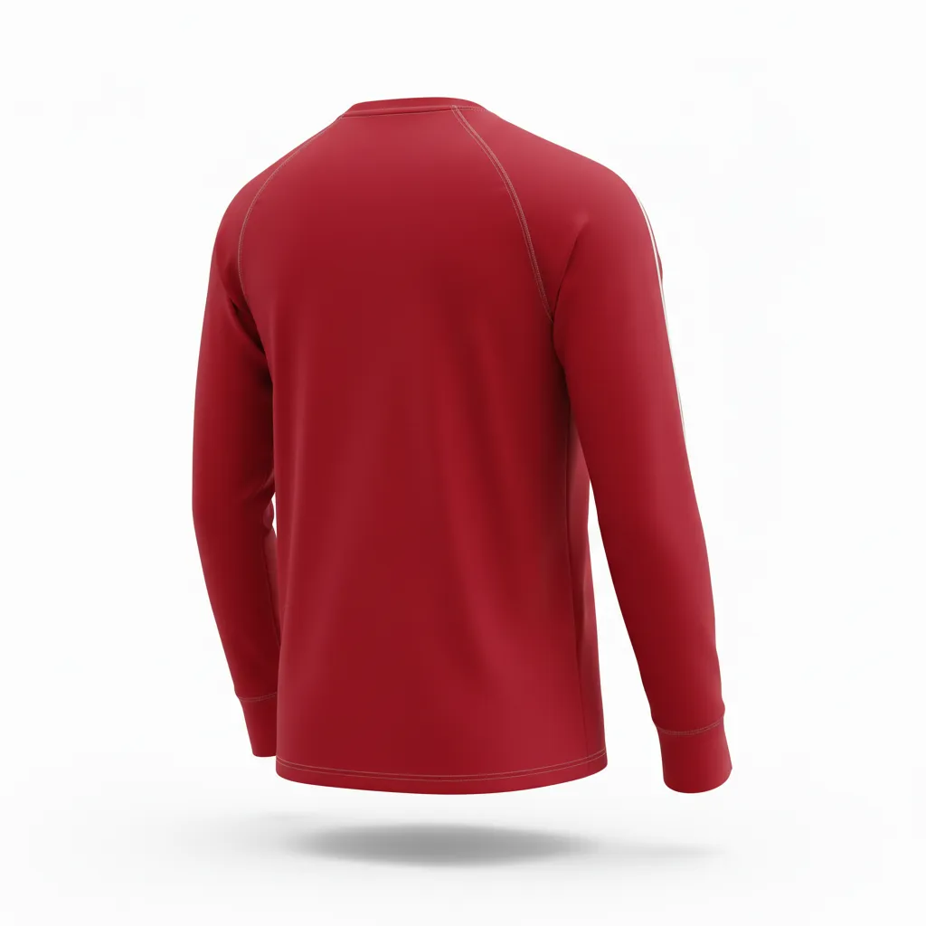 Custom Volleyball Long Sleeve T Shirt - Red, White - Cardinal Minimalist Accent - Back View - Kinexa Sportswear