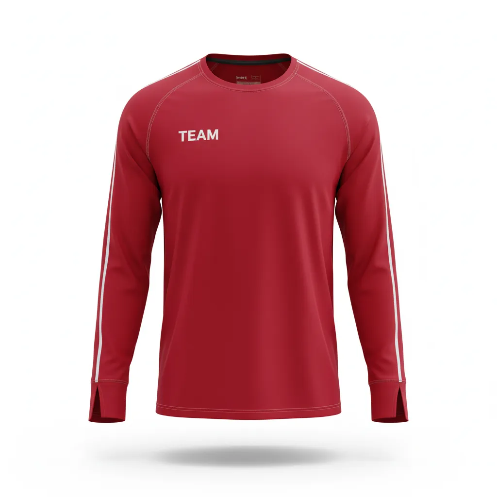Custom Volleyball Long Sleeve T Shirt - Red, White - Cardinal Minimalist Accent - Front View - Kinexa Sportswear
