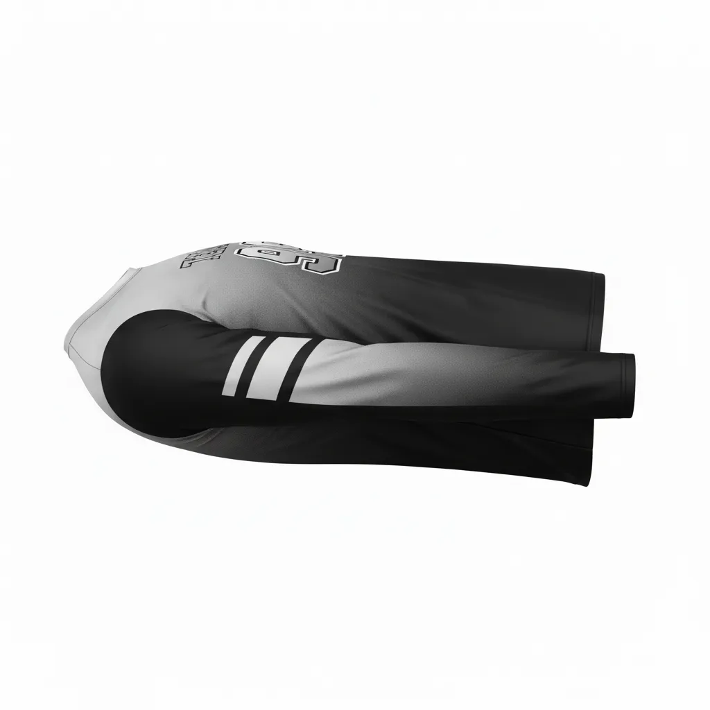 Custom Volleyball Long Sleeve Volleyball Jersey - Black, Silver - Metallic Fade - Side View - Kinexa Sportswear