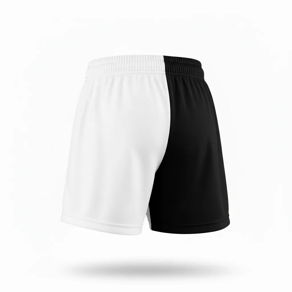 Custom Volleyball Poly Spandex Shorts - Black, White - Half And Half - Back View - Kinexa Sportswear