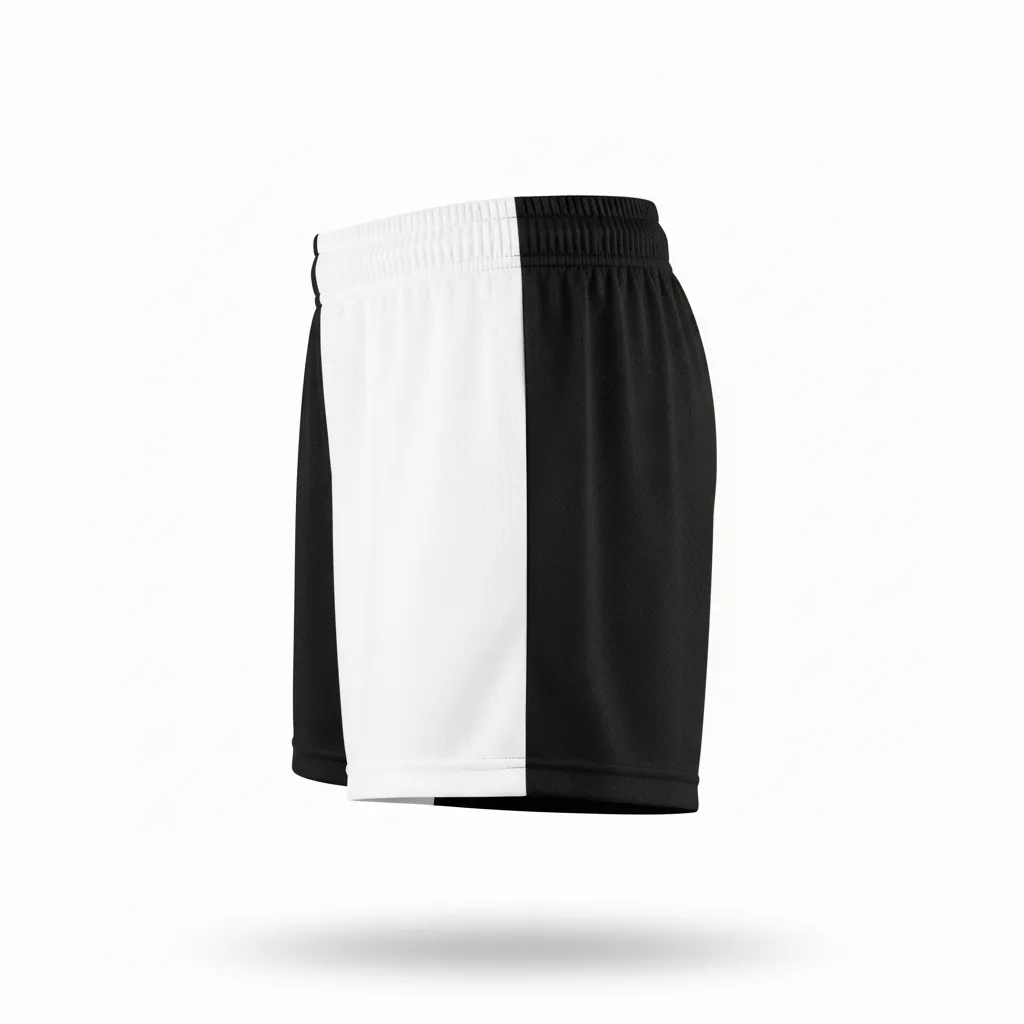 Custom Volleyball Poly Spandex Shorts - Black, White - Half And Half - Side View - Kinexa Sportswear