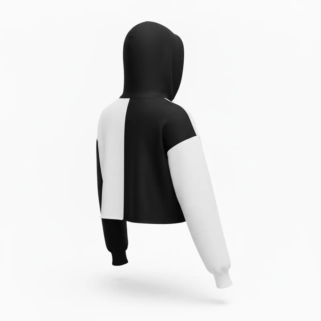 Custom Volleyball Pullover Hoodie - Black, White - Half And Half - Back View - Kinexa Sportswear