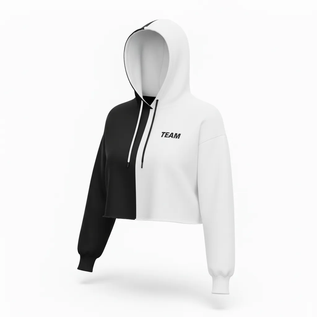 Custom Volleyball Pullover Hoodie - Black, White - Half And Half - Front View - Kinexa Sportswear