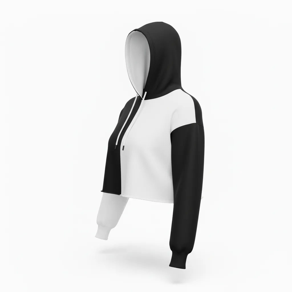 Custom Volleyball Pullover Hoodie - Black, White - Half And Half - Side View - Kinexa Sportswear