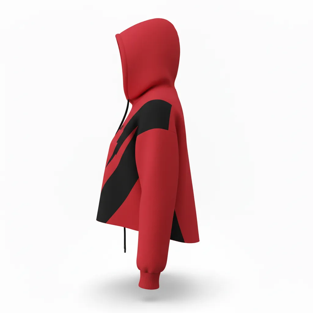 Custom Volleyball Pullover Hoodie - Red, Black - Cardinal Slash Design - Side View - Kinexa Sportswear