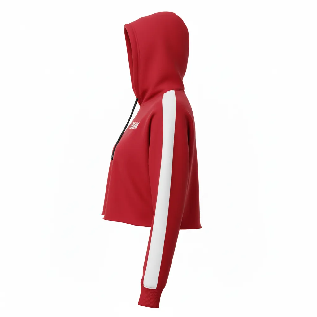 Custom Volleyball Pullover Hoodie - Red, White - Cardinal Minimalist Accent - Side View - Kinexa Sportswear