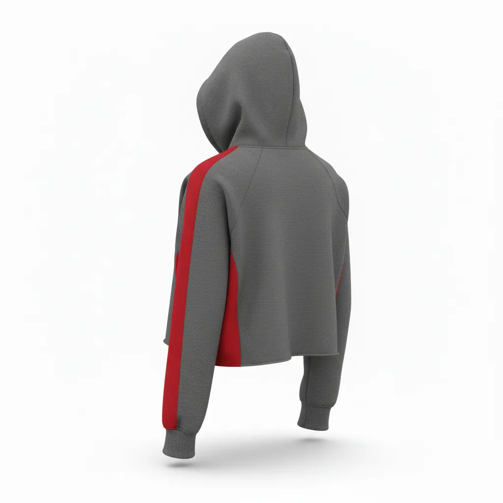 Custom Volleyball Pullover Hoodie - Grey, Red - Charcoal Athletic Side Stripe - Back View - Kinexa Sportswear