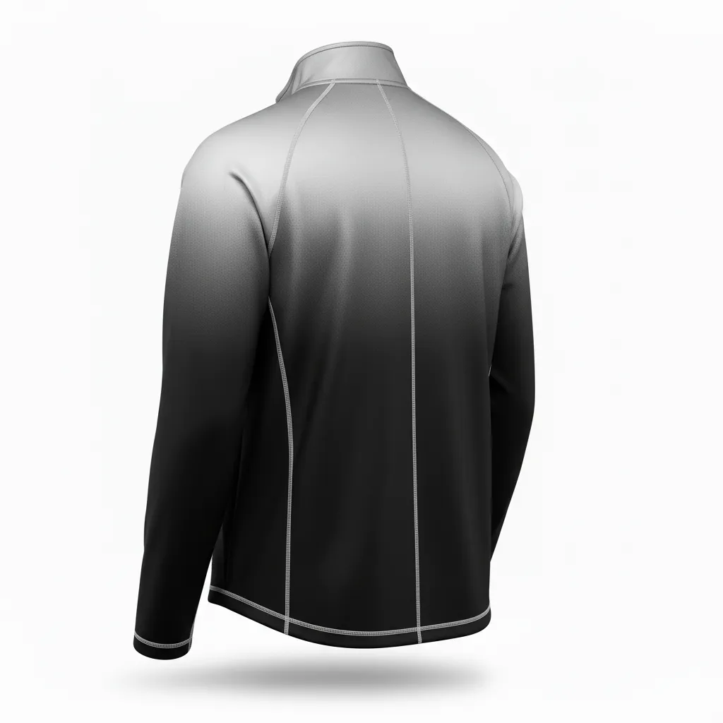 Custom Volleyball Quarter Zip Pullover - Black, Silver - Metallic Fade - Back View - Kinexa Sportswear