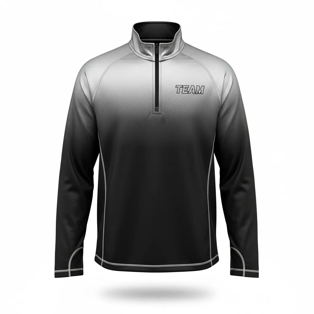 Custom Volleyball Quarter Zip Pullover - Black, Silver - Metallic Fade - Front View - Kinexa Sportswear