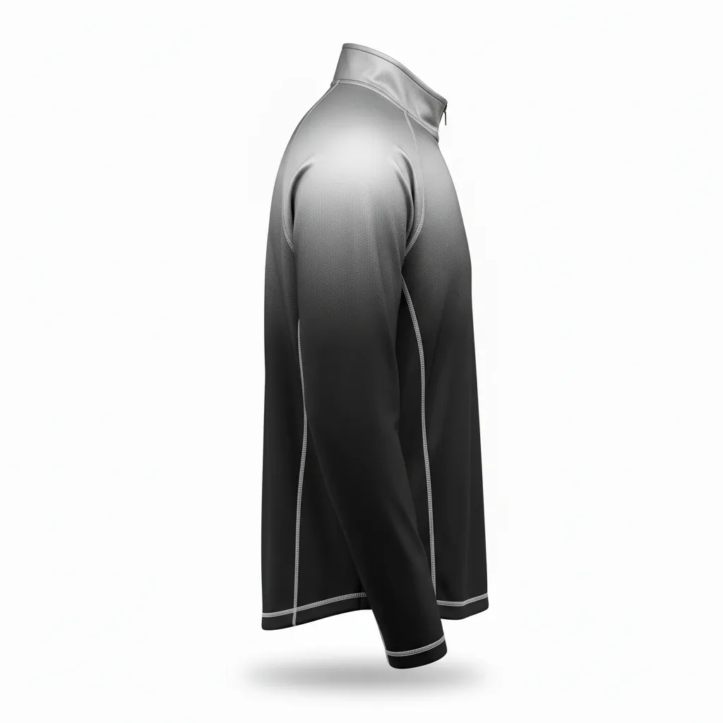 Custom Volleyball Quarter Zip Pullover - Black, Silver - Metallic Fade - Side View - Kinexa Sportswear