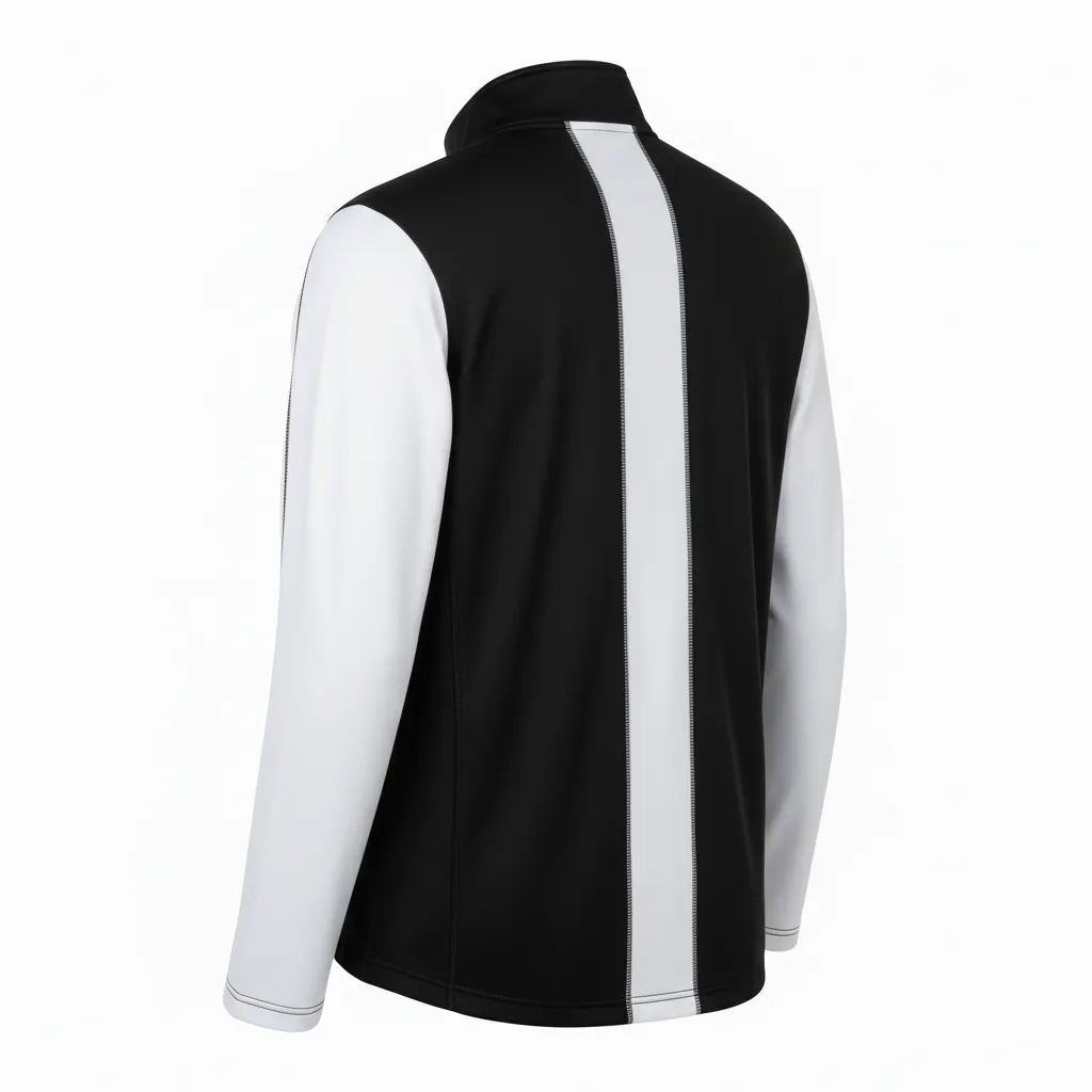 Custom Volleyball Quarter Zip Pullover - Black, White - Half And Half - Back View - Kinexa Sportswear