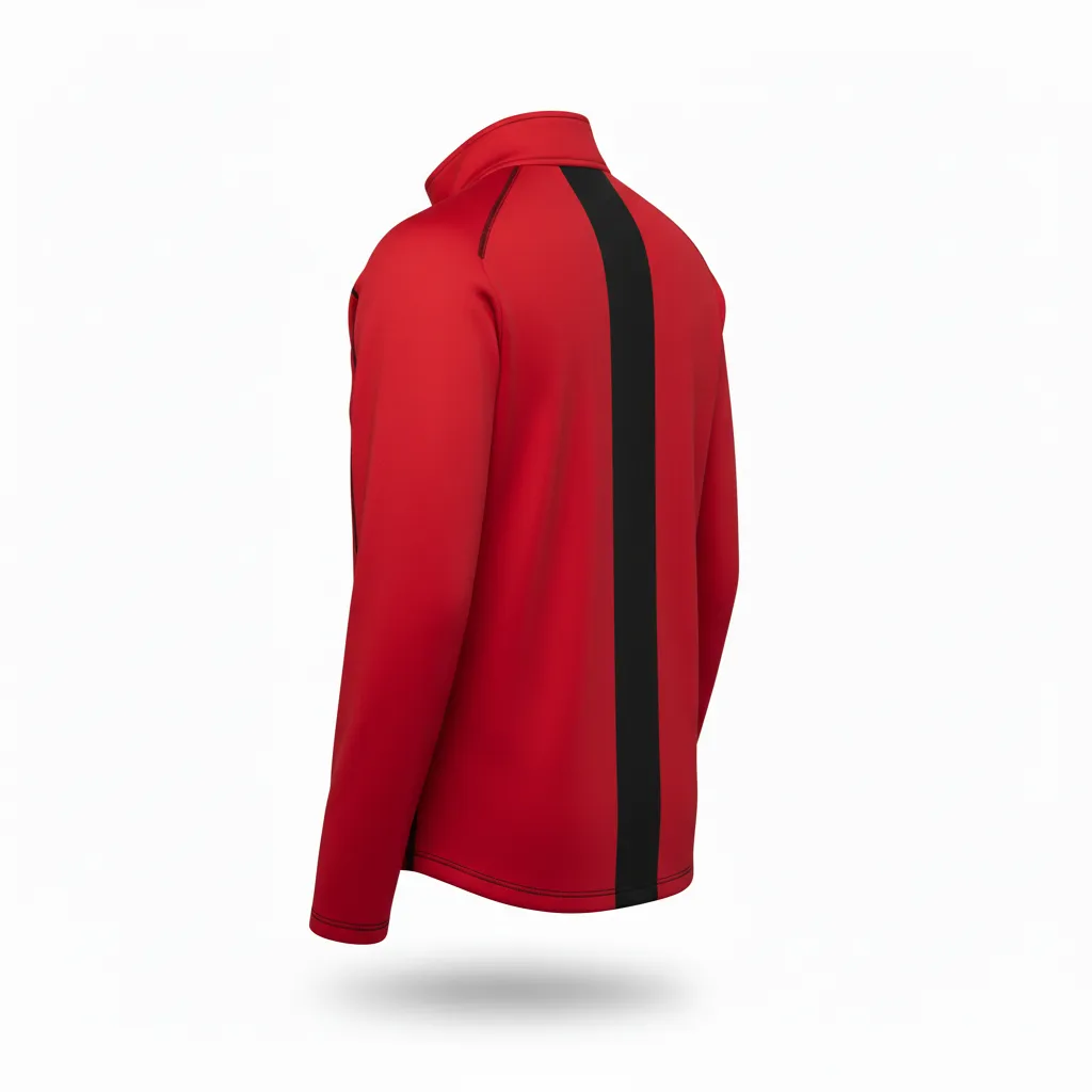 Custom Volleyball Quarter Zip Pullover - Red, Black - Cardinal Slash Design - Back View - Kinexa Sportswear