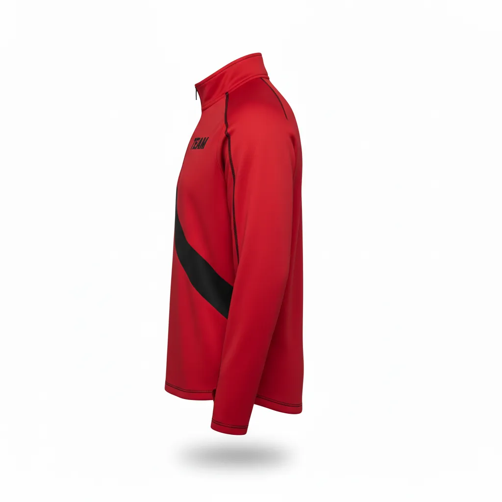 Custom Volleyball Quarter Zip Pullover - Red, Black - Cardinal Slash Design - Side View - Kinexa Sportswear
