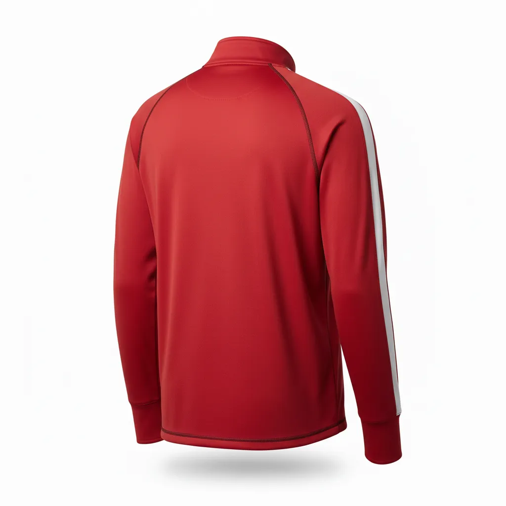 Custom Volleyball Quarter Zip Pullover - Red, White - Cardinal Minimalist Accent - Back View - Kinexa Sportswear