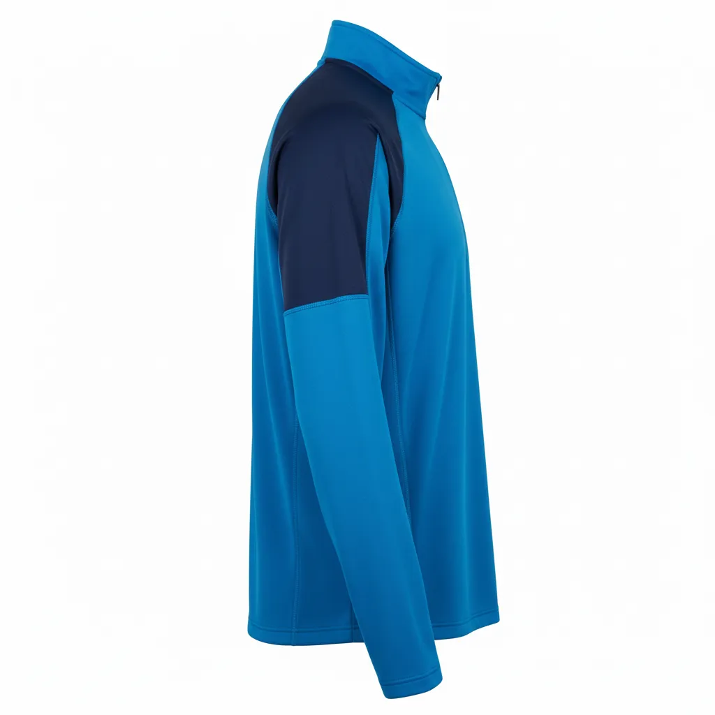 Custom Volleyball Quarter Zip Pullover - Blue, Navy - Columbia Color Block - Side View - Kinexa Sportswear