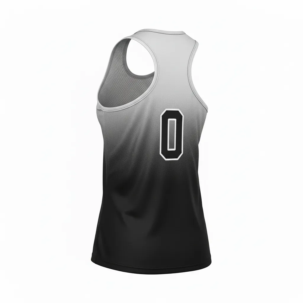 Custom Volleyball Racerback Tanktop Jersey - Black, Silver - Metallic Fade - Back View - Kinexa Sportswear