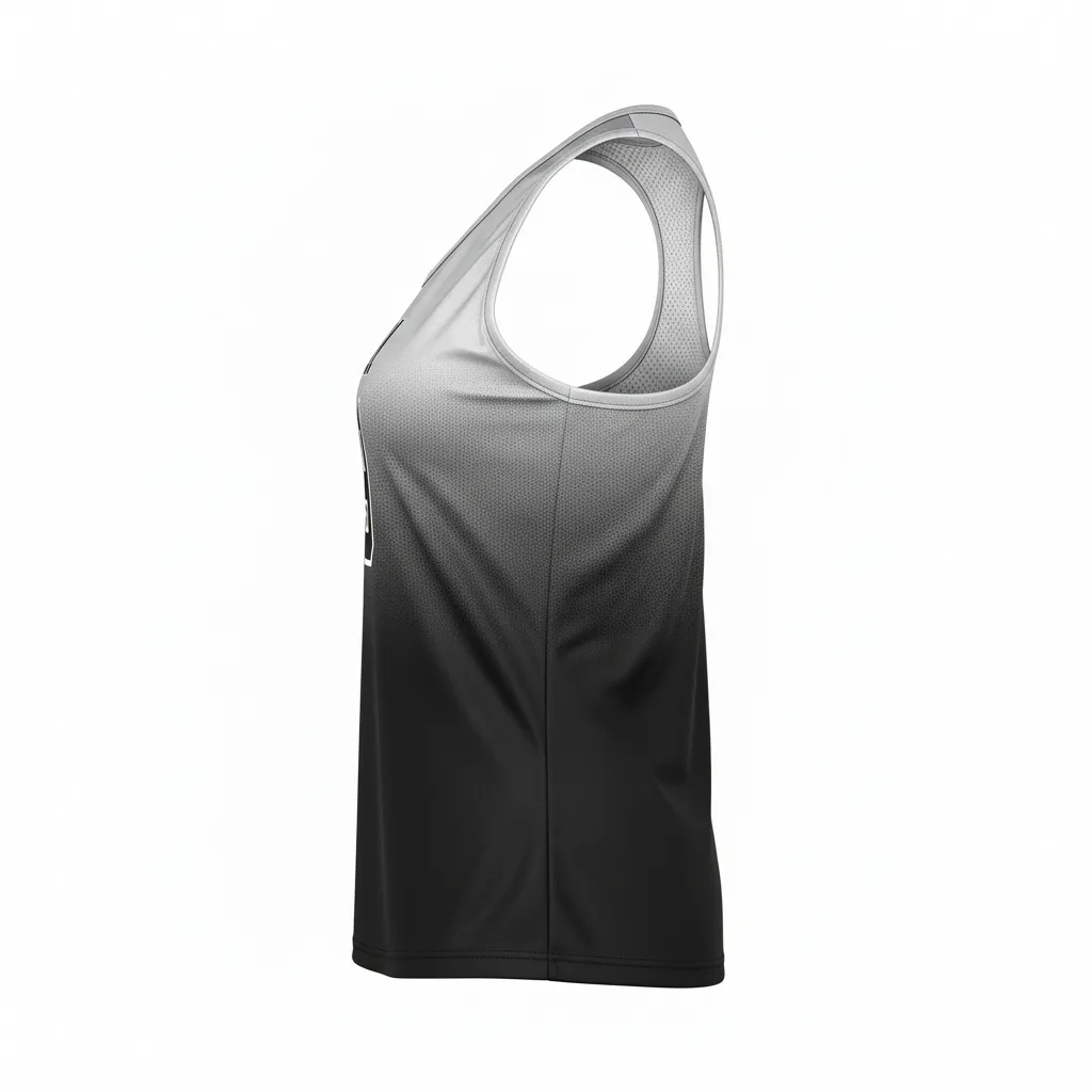 Custom Volleyball Racerback Tanktop Jersey - Black, Silver - Metallic Fade - Side View - Kinexa Sportswear