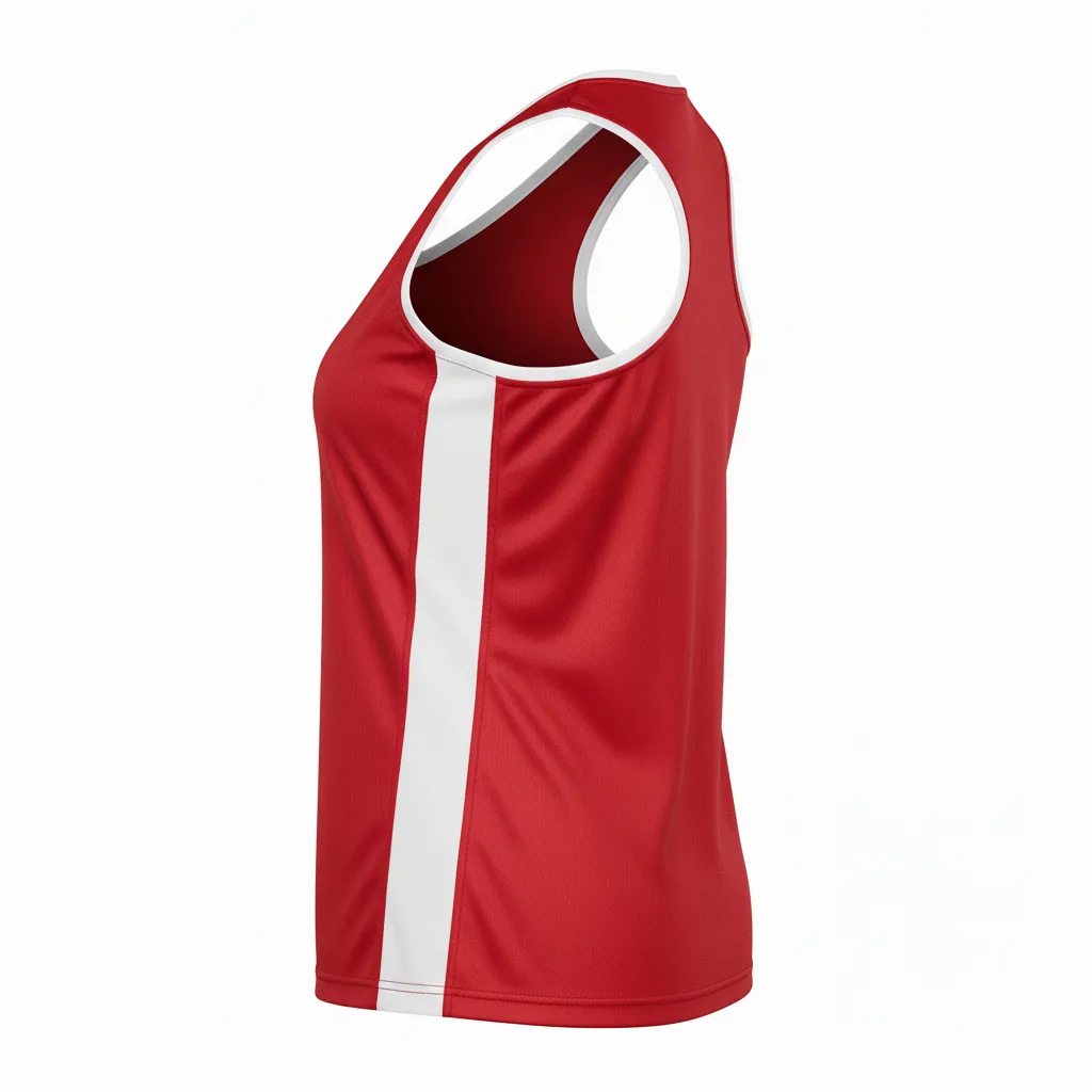Custom Volleyball Racerback Tanktop Jersey - Red, White - Cardinal Minimalist Accent - Back View - Kinexa Sportswear