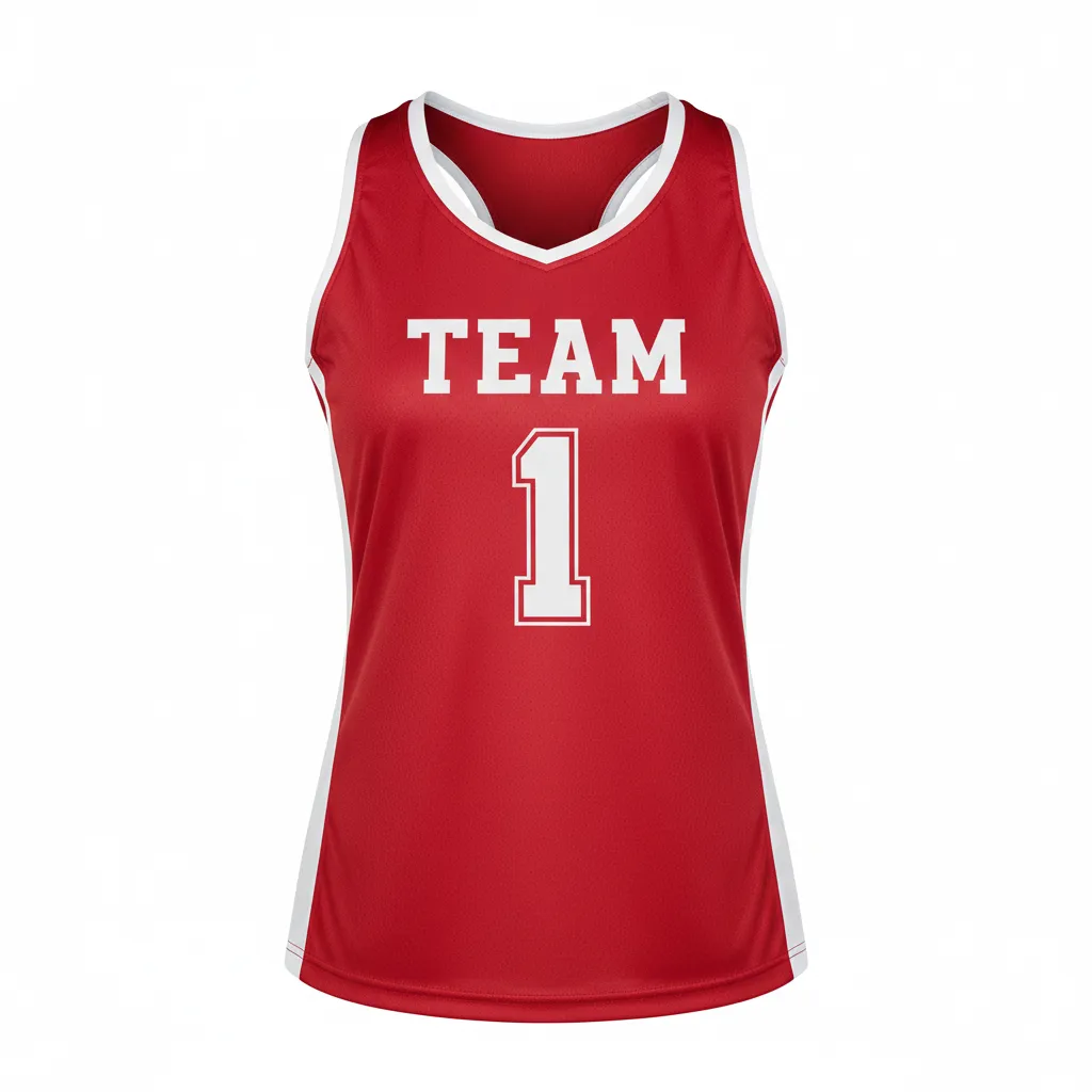Custom Volleyball Racerback Tanktop Jersey - Red, White - Cardinal Minimalist Accent - Front View - Kinexa Sportswear