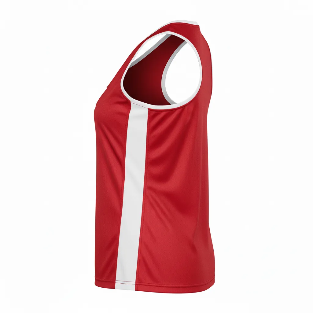 Custom Volleyball Racerback Tanktop Jersey - Red, White - Cardinal Minimalist Accent - Side View - Kinexa Sportswear