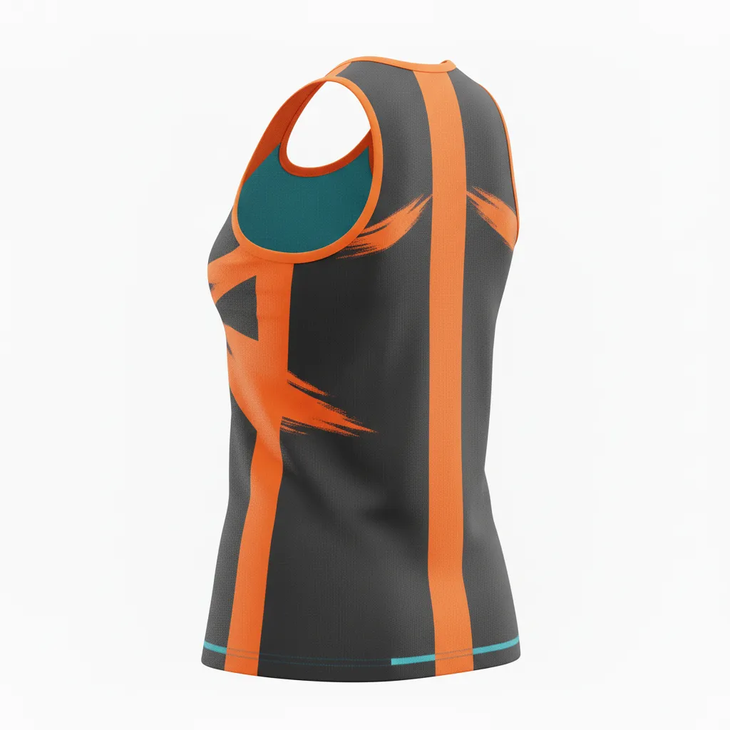Custom Volleyball Racerback Tanktop Jersey - Grey, Orange - Charcoal Neon Burst - Back View - Kinexa Sportswear