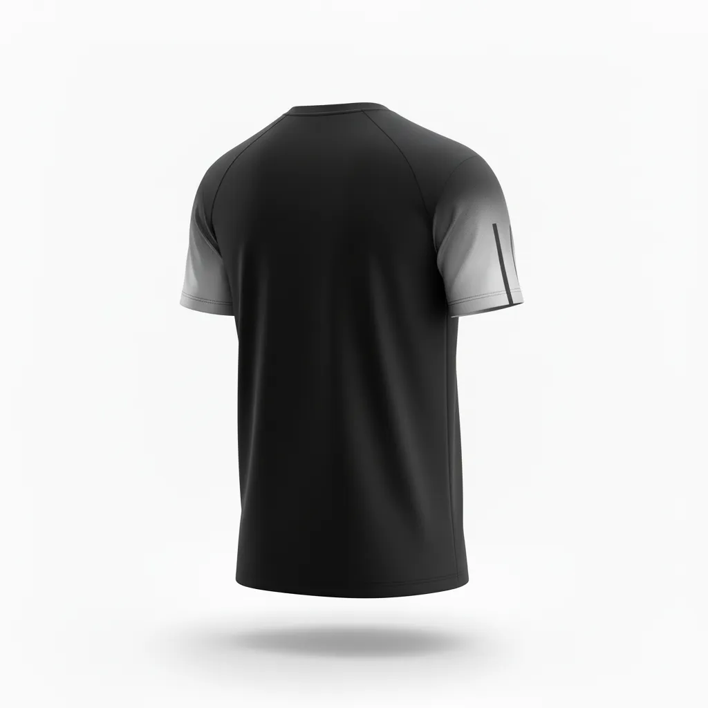 Custom Volleyball Short Sleeve T Shirt - Black, Silver - Metallic Fade - Back View - Kinexa Sportswear