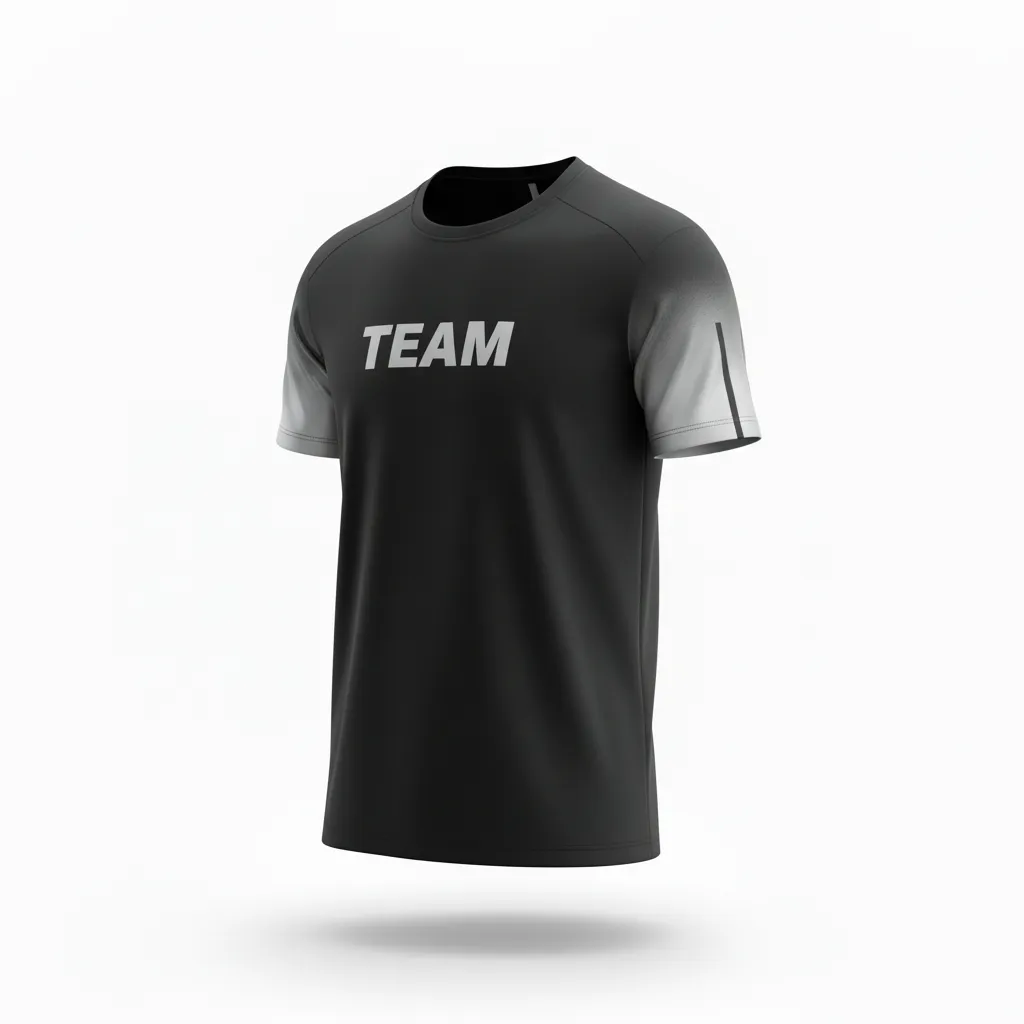 Custom Volleyball Short Sleeve T Shirt - Black, Silver - Metallic Fade - Front View - Kinexa Sportswear