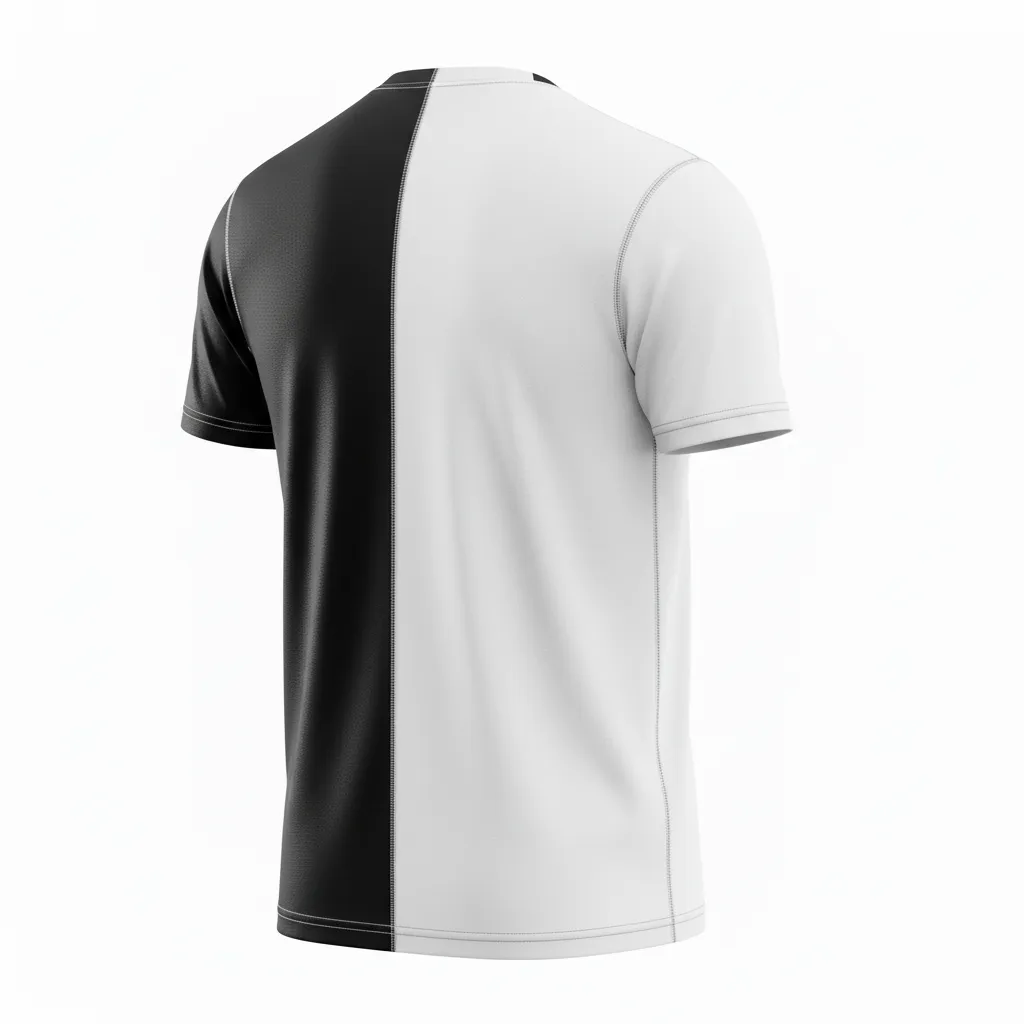 Custom Volleyball Short Sleeve T Shirt - Black, White - Half And Half - Back View - Kinexa Sportswear
