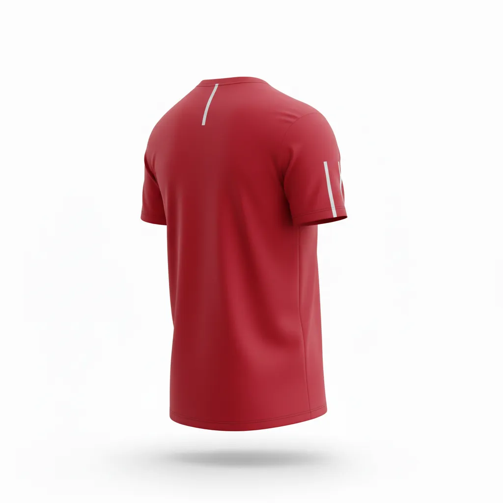 Custom Volleyball Short Sleeve T Shirt - Red, White - Cardinal Minimalist Accent - Back View - Kinexa Sportswear