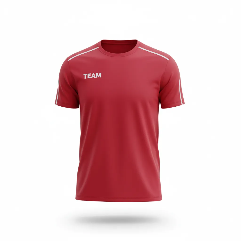 Custom Volleyball Short Sleeve T Shirt - Red, White - Cardinal Minimalist Accent - Front View - Kinexa Sportswear