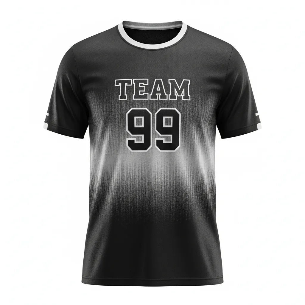 Custom Volleyball Short Sleeve Volleyball Jersey - Black, Silver - Metallic Fade - Front View - Kinexa Sportswear
